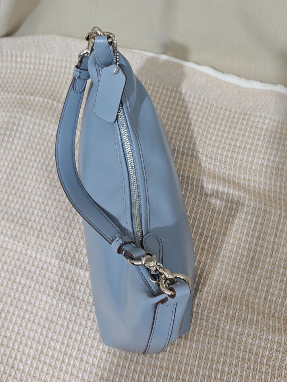 Coach Blue Leather Hobo Shoulder Bag With Extra Crossbody Strap - Picture 4 of 12